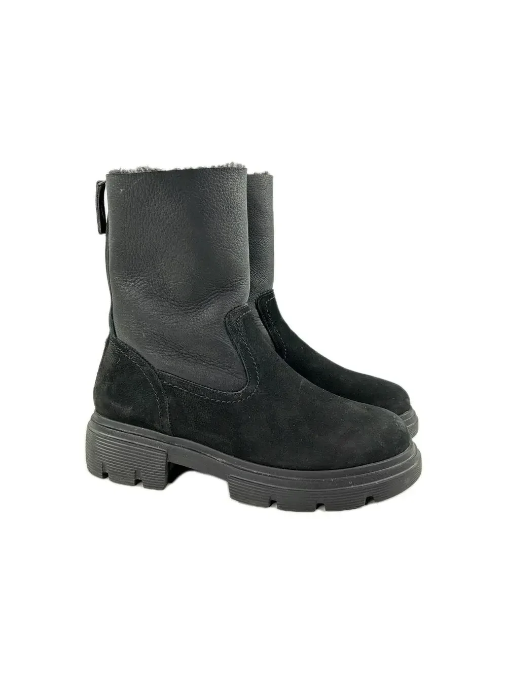 Paul Green Palmer black winter boot US 7 Fur-Lined Back Zip Chunky Heels Boots